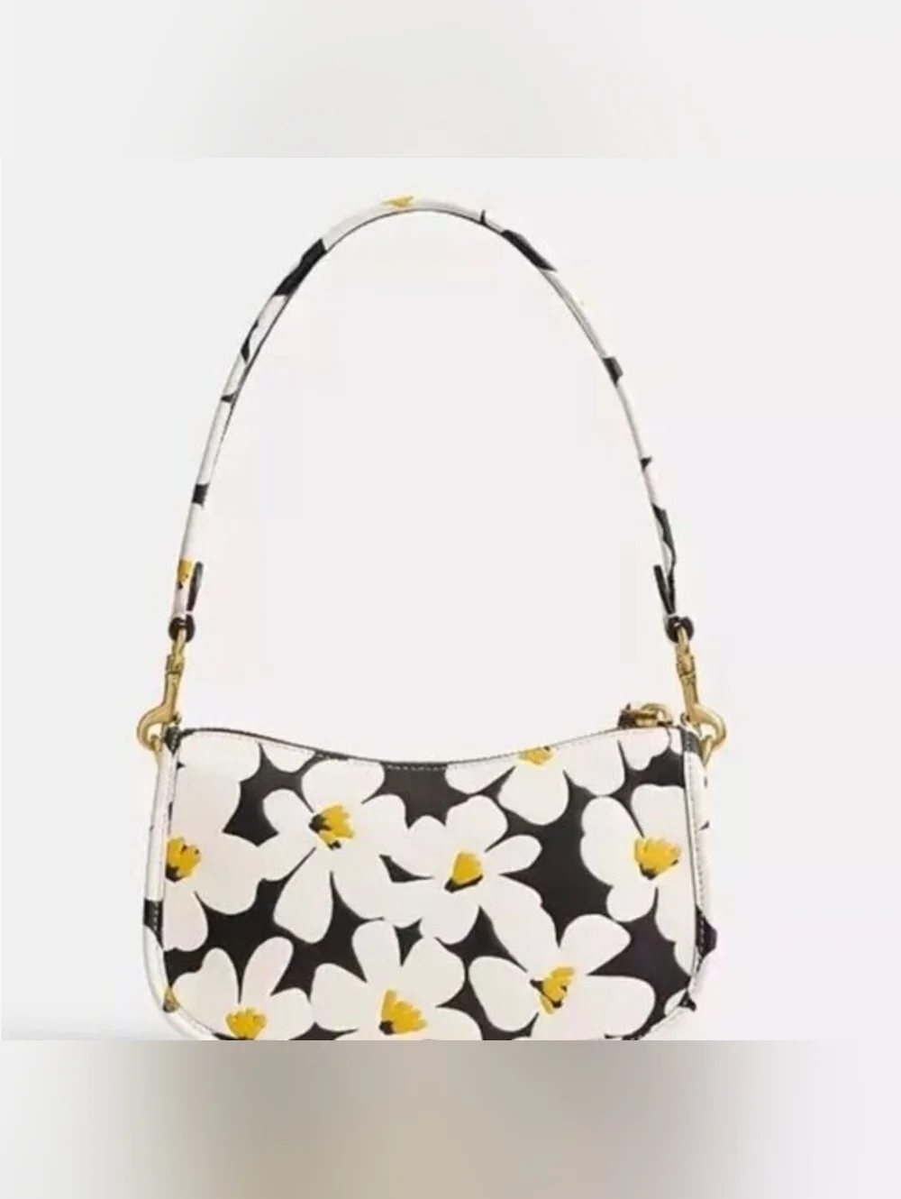 NWT! COACH CHALK DAISY FLORAL SWINGER 20 BAG